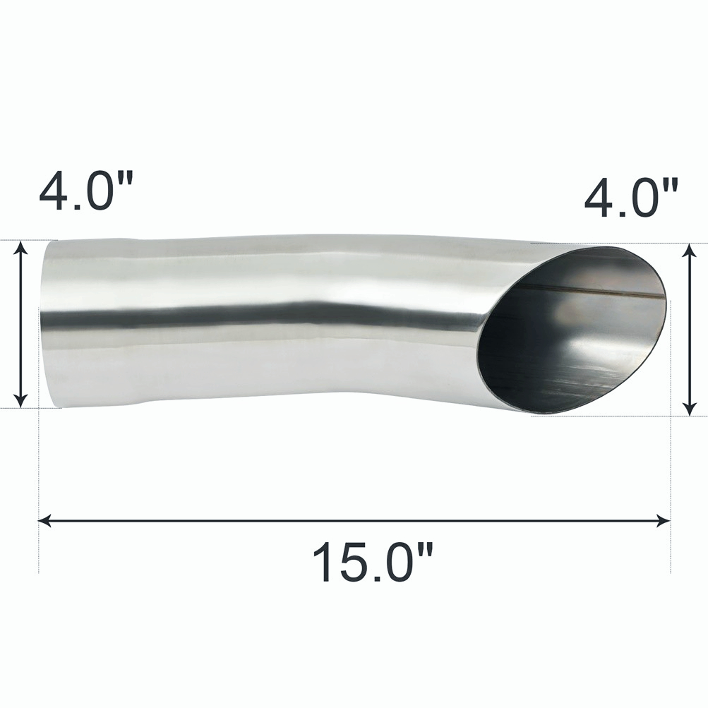 Stainless Steel Turn Down Exhaust Tip Tailpipe Bolt On 4" Inlet /Outlet 15" Long