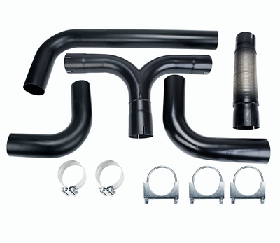 Universal 5" Black Turbo Dual Smoker Diesel Exhaust Stack T Pipe System Kit Ford