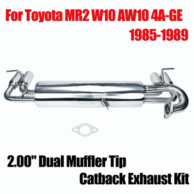 Quad 2" Muffler Tip Catback Exhaust System Fits 85-89 MR2/MR-2 W10 AW10 4A-GE Catback Exhaust